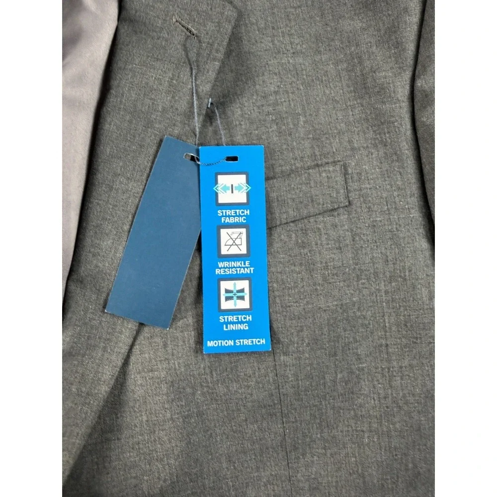 Saddlebred Blazer Mens 52L Gray Motion Stretch 2 Button Jacket Dual Vent NWT